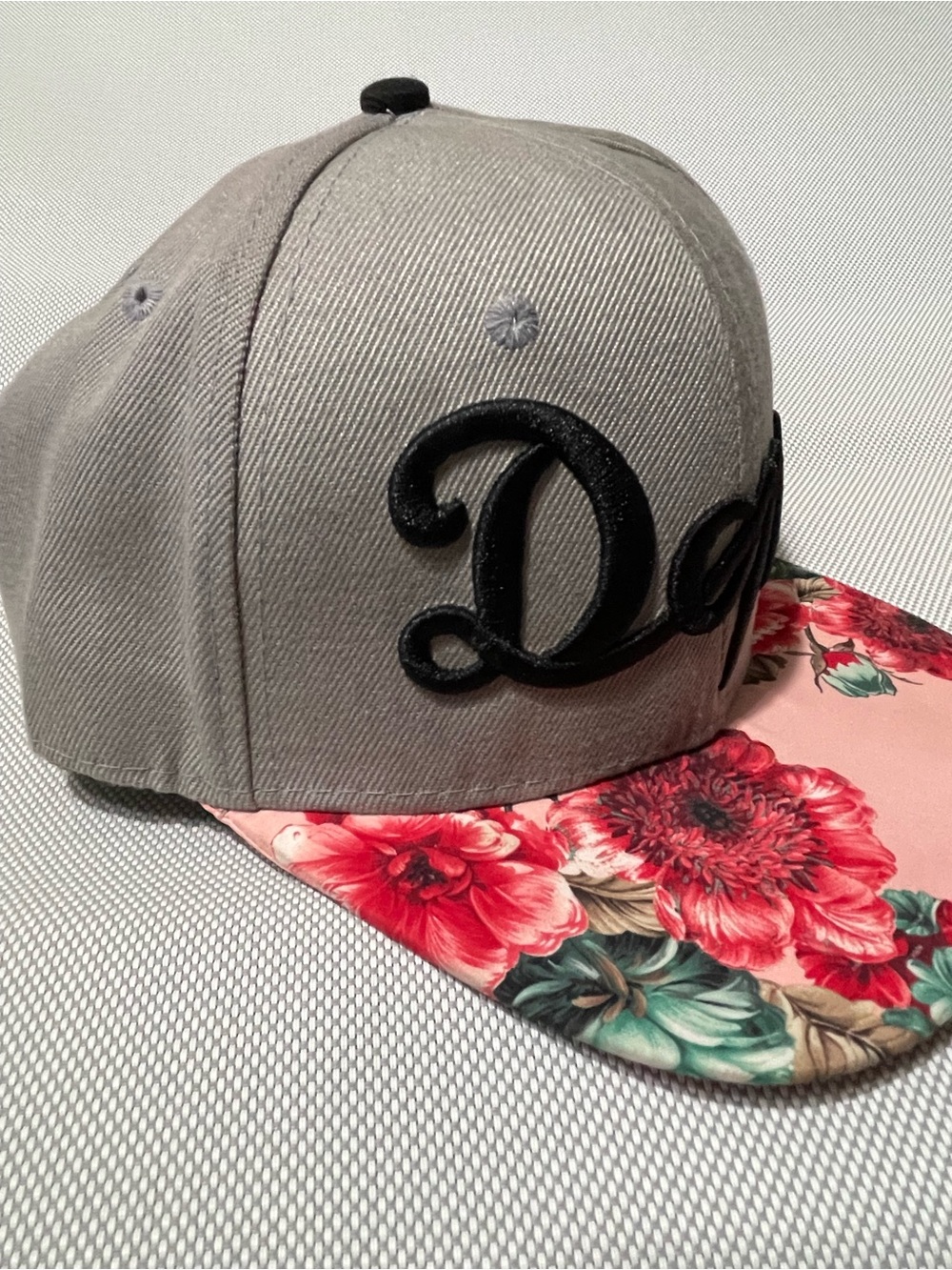DOPE Gray Snapback Hat with Floral Brim